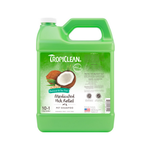 TropiClean Oatmeal & Tea Tree Medicated Itch Relief Shampoo for Pets, 1 gal